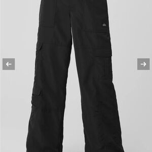 Alo Black Cargo Pants, High-Waist Ski-Moto Puffer Pant